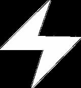 White lightning bolt icon on black background